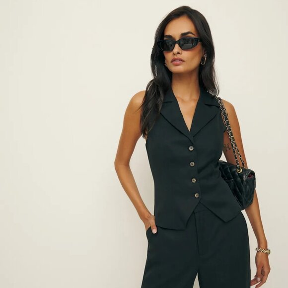 NWT Reformation Taryn VEST ONLY - Black Size 2 - Picture 2 of 8